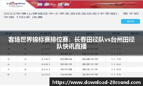 客场世界锦标赛排位赛：长春田径队vs台州田径队快讯直播
